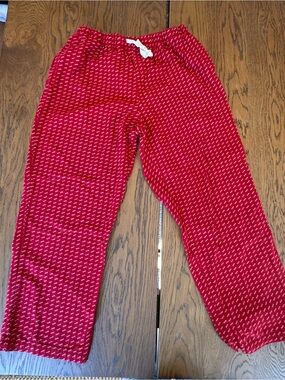 L.L. Bean Red flannel Pajama Pants Pockets Cotton Cozy winter Fall M Petite